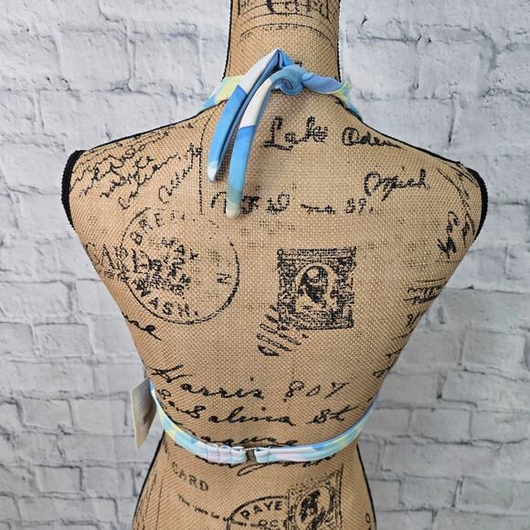 Mara Hoffman Halter bikini top Sz S tied back swimsuit reversable A8C - Picture 4 of 4